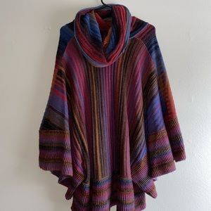 Multicolored Poncho Sweater
